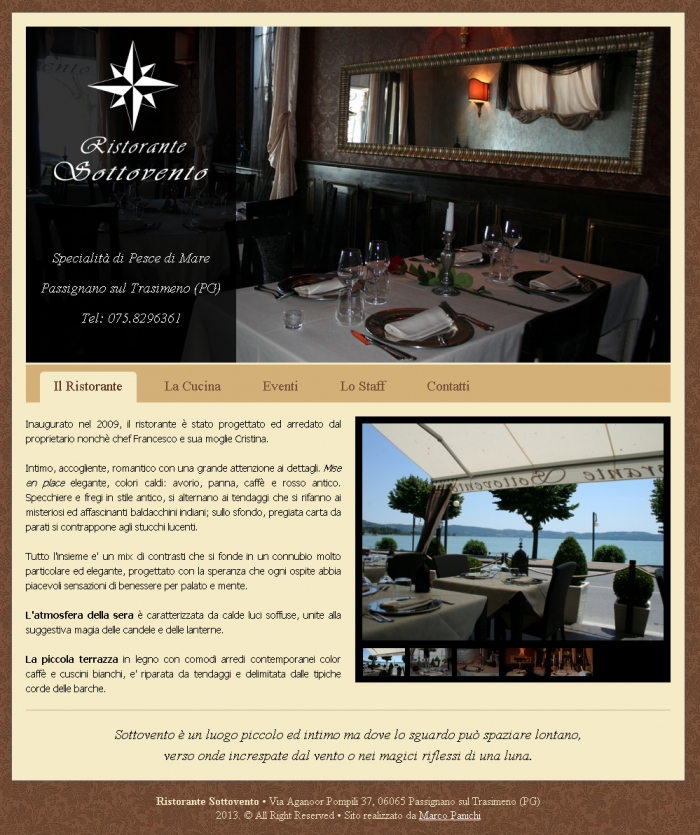 home page sito statico ristorante