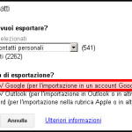 esportazione rubrica in gmail