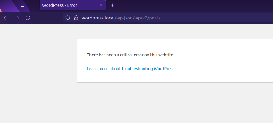 wordpress errore rest api critical error