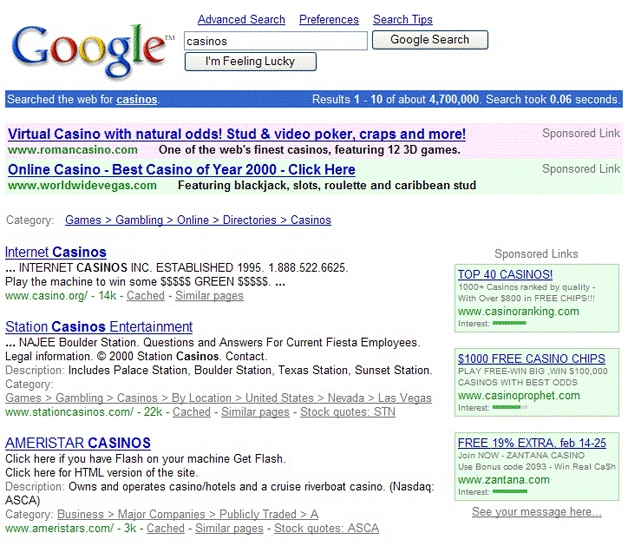 google adwords 2001 serp