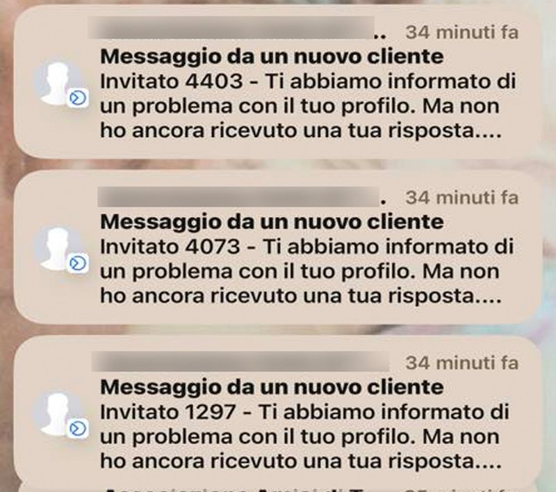 truffa pagina facebook esempio di messaggio 1