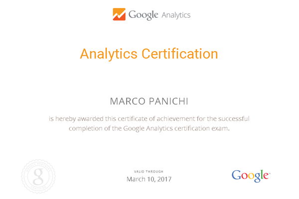 certificato google analytics