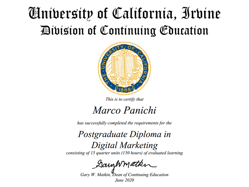 postgraduated diploma digital marketing irvine university oxcom oxford college of marketing