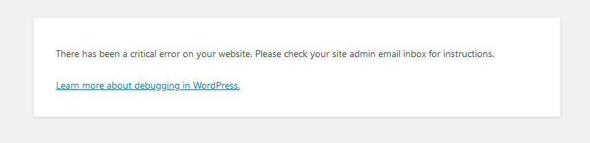 wordpress there has been a critical error on your website