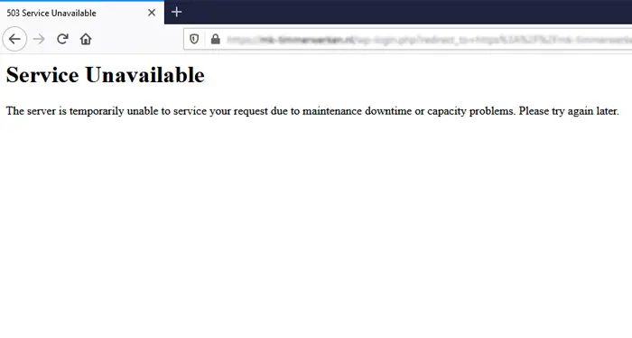 errore 503 Service Unavailable wordpress