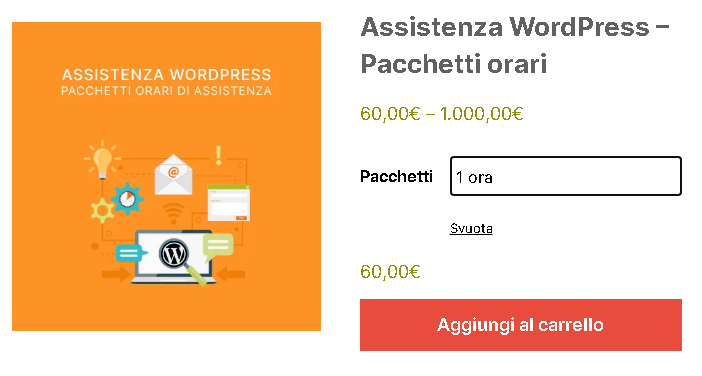 esempio tariffa oraria wordpress agenzia web